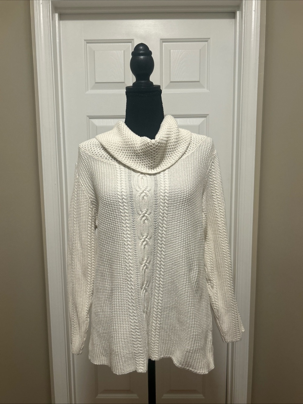 Nautica Cozy Cream Cable-Knit Cowl Neck Sweater